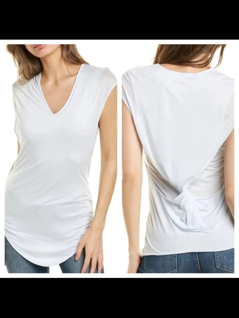 NWOT Helmut Lang White Twist Back Short Sleeve Top Size Small